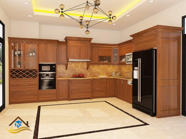 TỦ BẾP GỖ GÕ ĐỎ - NC3